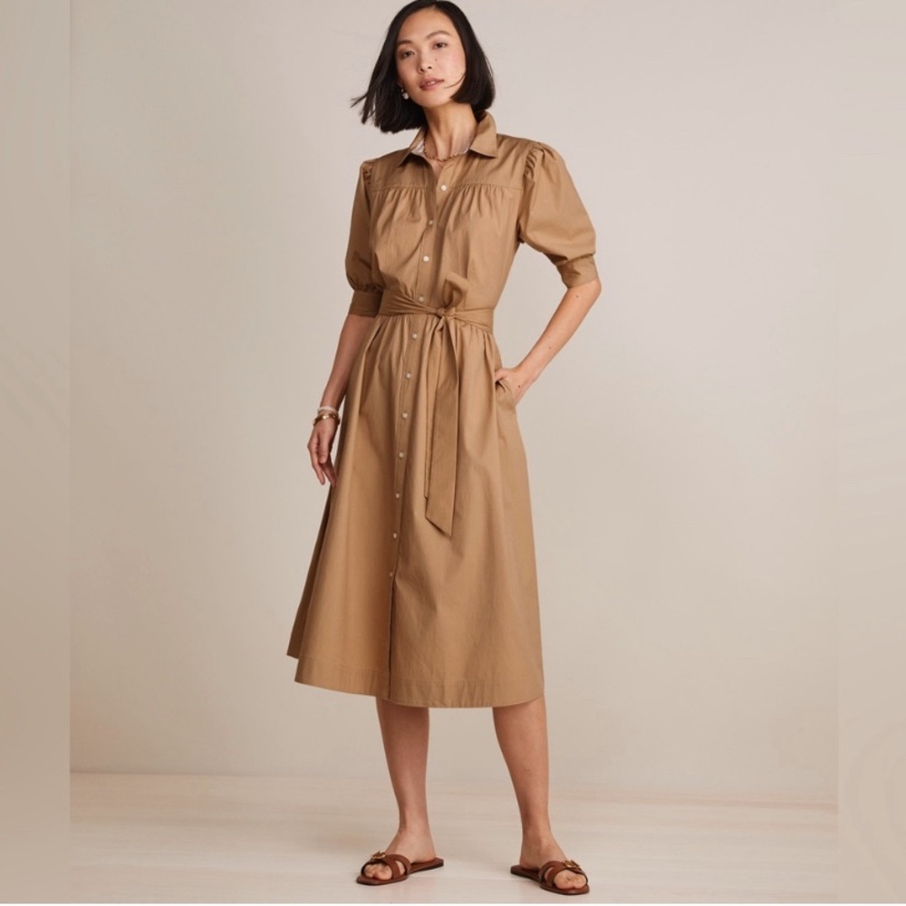 Vineyard Vines Puff Sleeve MIDI Shirt Dress